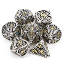 Mort - 7 Piece Hollow Metal Polyhedral Dice Set & Dice Case