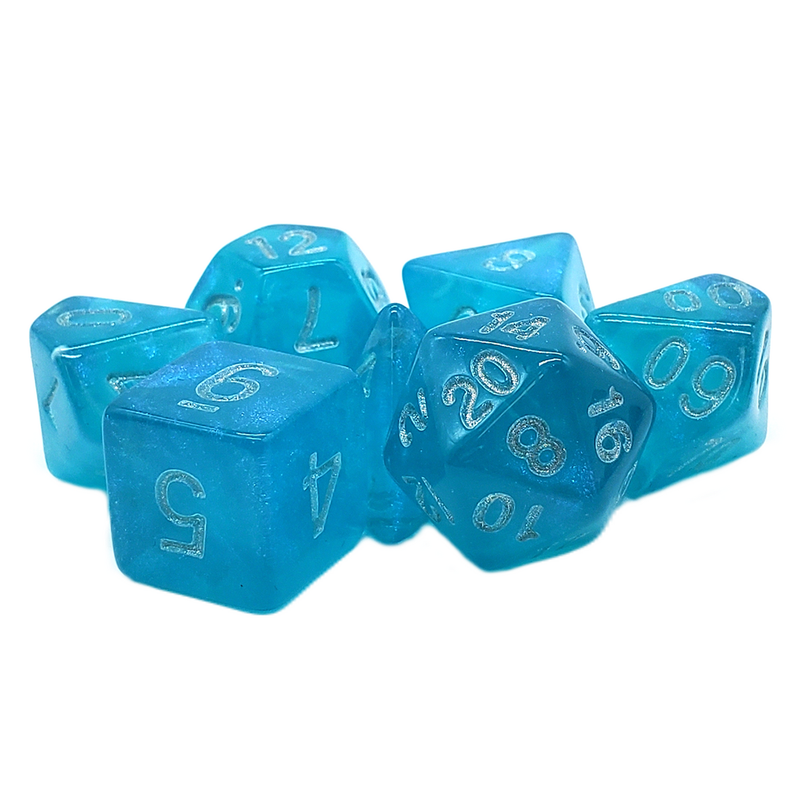 Crystal Ball - 7 Piece Polyhedral Dice Set + Dice Bag
