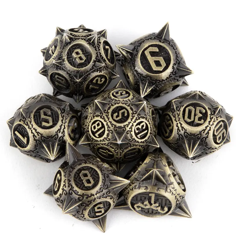 Elven Room Clearer - 7 Piece Metal Polyhedral Dice Set & Dice Case