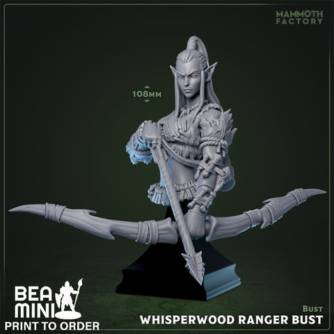 Whisperwood Ranger Bust | BeaMini Print to Order Miniatures