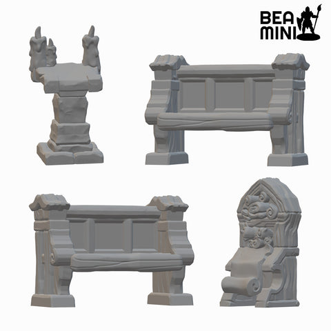 Temple Furniture | BeaMini Unpainted RPG Miniatures