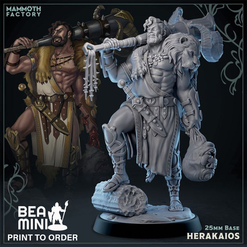 Herakaios, Human Barbarian | BeaMini Print to Order Miniatures