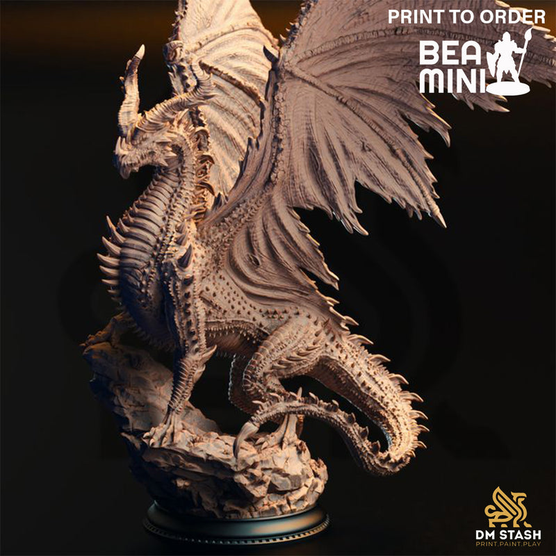 Ancient Black Dragon - Sovram the Betrayed | BeaMini Print to Order Miniatures