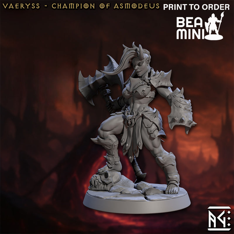 Vaeryss, Champion of Asmodeus | BeaMini Print to Order Miniatures