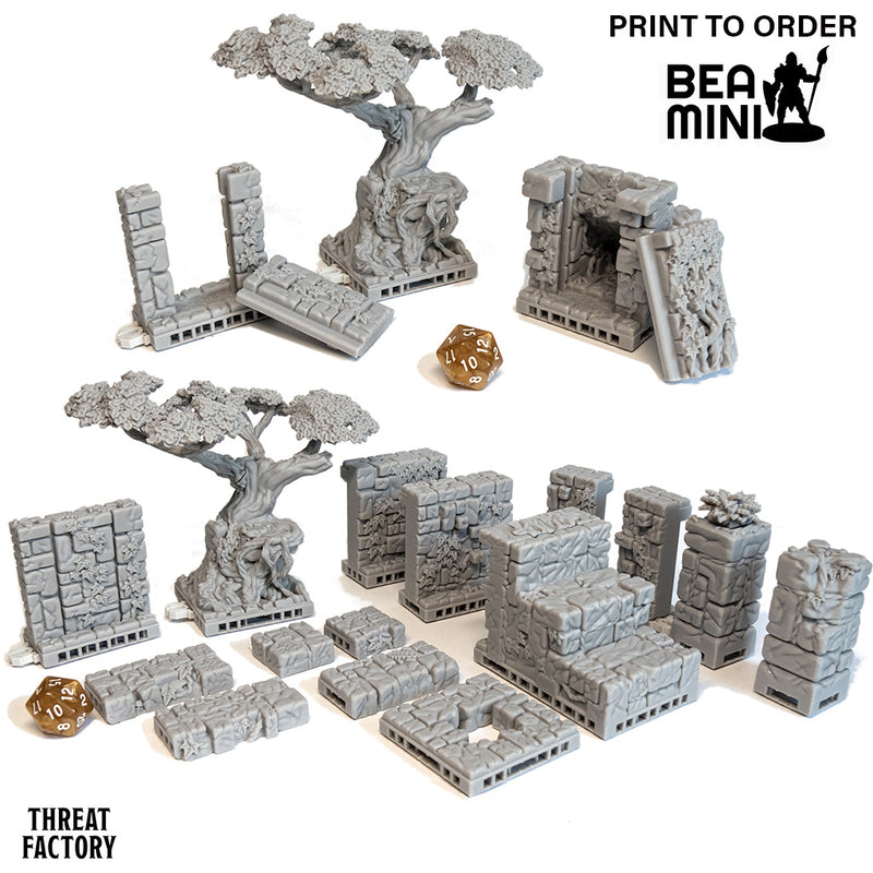 Ruined Terrain - Temple (Modular) | BeaMini Print to Order Miniatures
