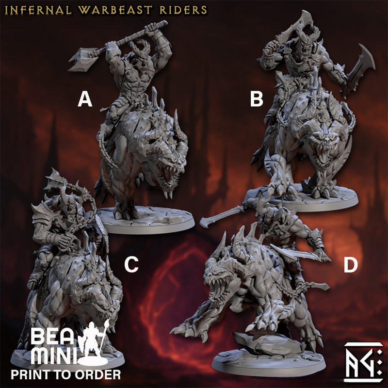 Infernal Warbeast Riders | BeaMini Print to Order Miniatures
