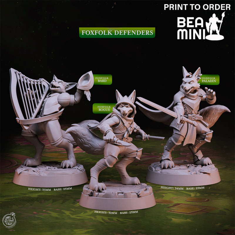 Foxfolk Defenders | BeaMini Print to Order Miniatures